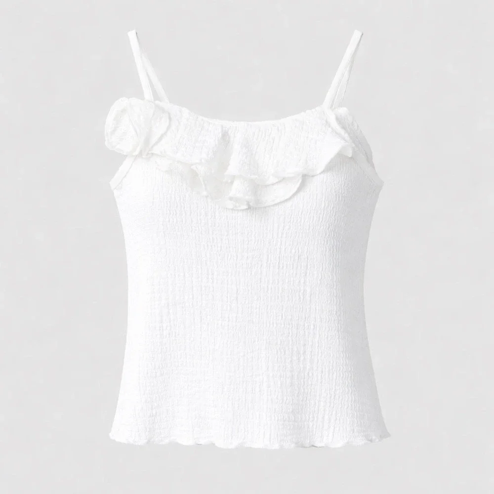 Zara Girls White Top Size 7 Fairy Coquette Crinkle Summer Spring